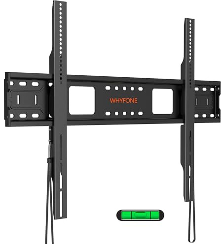 WHYFONE Heavy Duty Fixed TV Wall Bracket up to 125kg for 55-120 Inch TVs | Low Profile TV Mount Ultra Slim Universal Wall Bracket Fits 16/18/24 Studs MAX VESA 900x600mm - Easy DIY Install