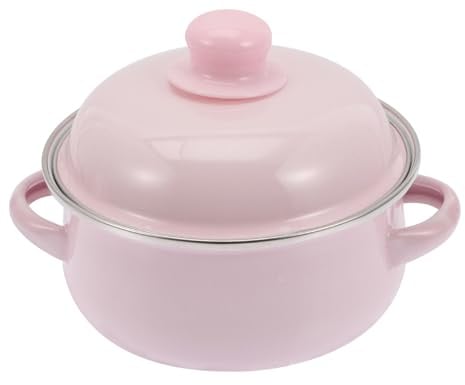 MAGICLULU Olla de Sopa Esmaltada Adecuado para Cocinar Estofados y Sopas Dos Asas Antideslizantes de 1.1l y Tapa Cocina Doméstica