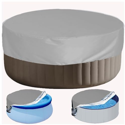 Copertura per Piscina Rotonda,Copertura per Vasca Idromassaggio,Impermeabile e Antipolvere,Esterno Portatile Patio Coperturas Protettiva per Piscina con Coulisse,Grigio,190 * 30cm