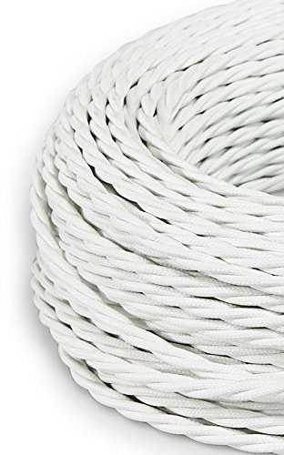 Cavo Elettrico Treccia In Tessuto 5 Mt 2x0,75 Colorato Bianco