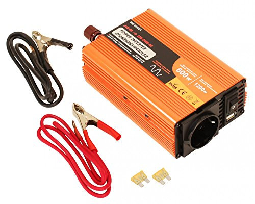 RICOO Wechselrichter Spannungswandler 600W - 1200W 24V auf 230V / 220V - Inverter SW-600/24 mit USB Anschluss Ladegeräte Converter Wohnwagen Wandler LKW Konverter Stromumwandler Lade-Gerät Camping