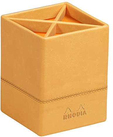 Rhodia 118810C ePure Stifteköcher (aus Kunstleder, 11 x 9 cm, ideal für Ihr Schreibtisch, 4 Fächer) 1 Stück orange