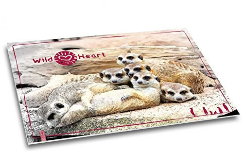 Wild Heart - Schreibtischunterlage Schreibunterlage Motiv Tiere Afrika Erdmännchen Freundschaft Papier Papierunterlage DIN A2 40 Blatt