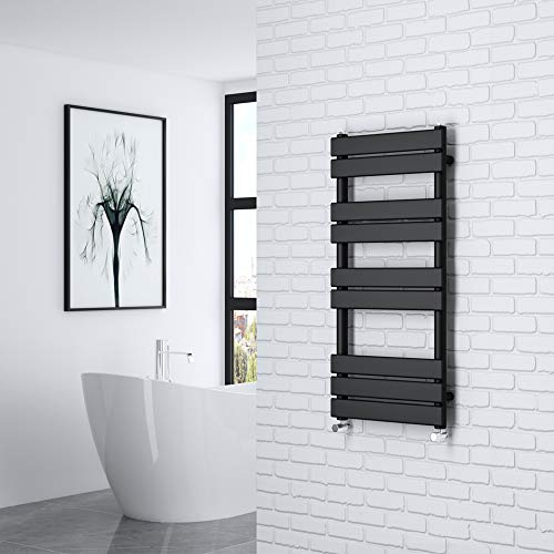 NRG 1000x450mm Flat Panel Heated Towel Rail Bathroom Rad Radiator Black | Central Heating Compatible, Steel, Radiator Towel Rail Hanger, Radiators Wall Mounted, for Bathroom