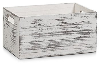 Zeller 15133 Aufbewahrungs-Kiste, Holz, Rustic weiß, 30 x 20 x 15 cm