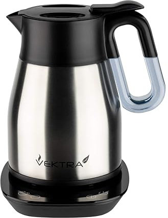Vektra VEK-1204 Vacuum Insulated Easy Pour Cordless Kettle with Variable Temperature Control and Digital Display, 1.2 Litre, Stainless Steel