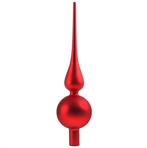 com-four® Christbaumspitze in rot matt, Weihnachtsbaumspitze aus echtem Glas für Weihnachten, Tannenbaumspitze für Ihren Christbaum, 28 cm