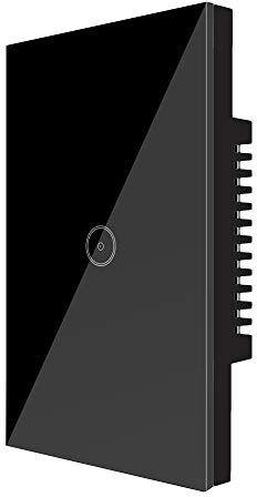 Wifi Smart Light Switch 1 Gang Jinvoo US Panel Switch, Smart Touch Switch, Smart Phone Remote Vetro Temperato, Funzione Timer, Nessun Hub richiesto, Compatibile con Alexa/Google Home, Nero (1 gang)