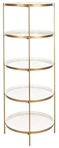 Safavieh Home Tia Contemporary White and Brass Round 5-tier Etagere Bookshelf