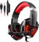 Galopar gaming headset, gamer headset with microphone, Basse Stereo audio, LED atmosphere light 3.5-mm jack compatible with PS4 / Xbox One/PC/Laptop/Nintendo Switch and smartphones – Red