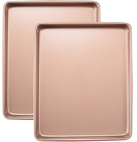 JOHO BAKING Backblech, kleine Backbleche für den Ofen, antihaftbeschichtet, 31,8 cm, 2-teilig, goldfarben