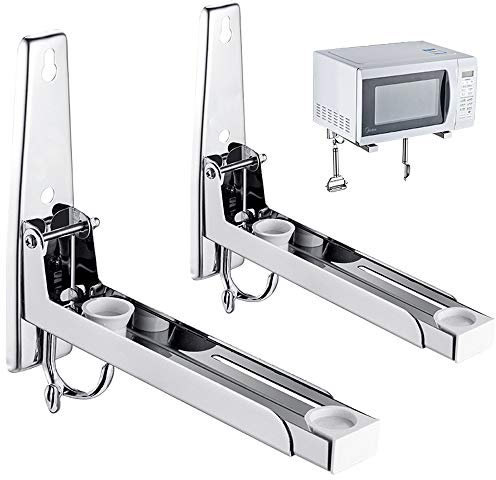 Kaxich Microwave Oven Wall Mount Bracket 304 Stainless Steel Shelf Holder Foldable Stretch Rack for Microwave Oven