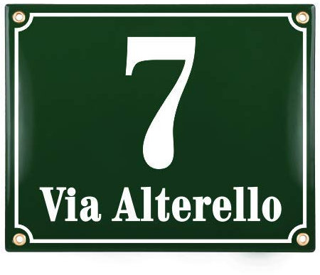 Numero Civico Esterno con Indirizzo - 20x25 cm - Targhe Personalizzate in ceramica - Verde