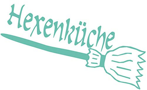 wall-refine WX-00027 | HEXENKÜCHE, No.2 | 34 x 20 cm, Mint, seidenmatt, Wandtattoo Wandaufkleber in Premium Qualität, Wanddeko Deko Tür Küche Türaufkleber Sticker Spruch Hexe Besen Kochen