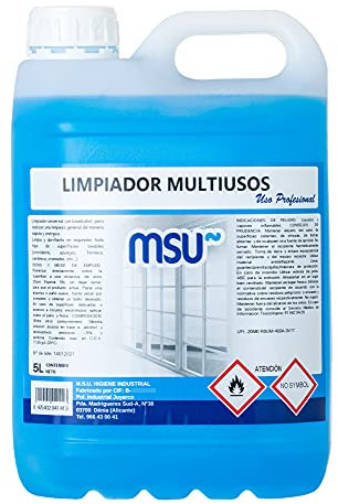 MSU - Limpiador Multiusos Universal con Bioalcohol | Limpia y Abillanta Todo Tipo de Superficies Lavables | Formato Ahorro de 5 Litros, 1 Unidad