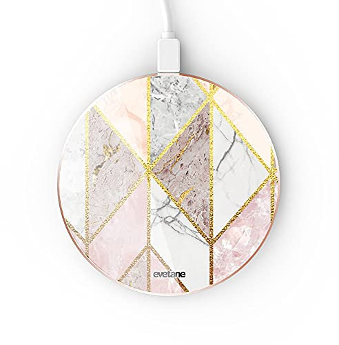 Evetane Chargeur Induction Contour Gold Marbre Rose Losange