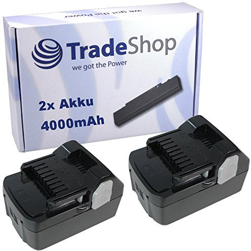 2X Trade-Shop Premium Li-Ion Akku 18V 4000mAh für Hitachi WR18DSHL KC18DHL DS18DGL WH18DGL ersetzt 330557 334420 334421 / Schlagschrauber, Bohrschrauber