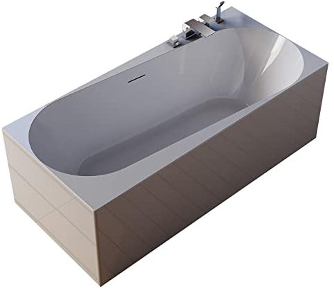 BERNSTEIN Freistehende Badewanne aus Sanitäracryl Standbadewanne Wanne mit Doppelwandiger Konstruktion 170 x 78 x 58 cm - 5 Jahre Garantie - Onda in Weiß glänzend, Acryl-Wanne