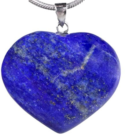 Lebensquelle Plus Herzanhänger aus echtem Edelstein 2x2 cm | Anhänger Herz mit silberfarbener Öse (Lapislazuli)
