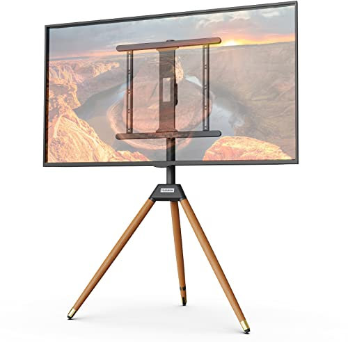 WORLDLIFT Tripod TV Ständer mit Staffelei Design Geeignete Bildschirmgrößen von 32 bis 60 Zoll Gewichtskapazität 35KG Höhenverstellbar Drehbar VESA 400×400 Schwarz