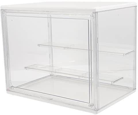 Cabilock Book Storage Box Model Case Tote Lid Stackable and Removable Shelf White for Office and School