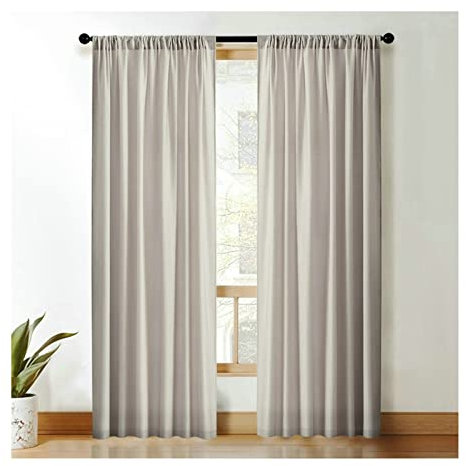 Gualiy Vorhänge Wohnzimmer Modern Set, Vorhang Einfarbig Vorhänge Modern 107 x 138 cm Dunkelgrau Vorhänge für Wohnung