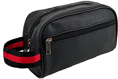 JOPHY & CO. Bolso de mano para hombre de ecopiel, neceser de viaje, bolso de hombre pequeño a mano con correa de piel sintética. Art.2769, Negro