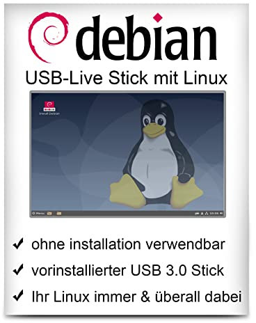 Linux Debian mit 64 Bit auf 32 GB USB 3.0 Stick - USB Live Stick - bootfähig