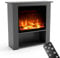 GLOW FIRE Elektrokamin mit Heizung und Kaminfeuer (Standkamin THEBE) - elektrischer Kamin mit LED-Feuer in 3 Farben, Heizlüfter, Holz-Deko & Fernbedienung, 86x85x30 cm, Grau