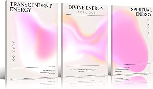 Enthusiasm 3 Stück rosa Farbverlauf Aura spirituelle Leinwand Wandkunst Trippy positive Affirmationen Raum ästhetische Poster minimalistische Drucke Gemälde Dekor ungerahmt (A,40 x 60 cm)