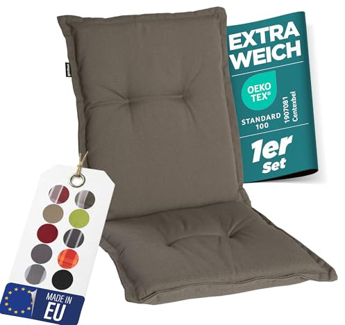 gardisun Gartenstuhlauflagen Niedriglehner, 1er Set, Taupe | Extra Dicke Sitzauflagen, Made in EU, Stuhlauflagen für Niederlehner Gartenstuhl, Auflagen mit extra hoher Lichtechtheit
