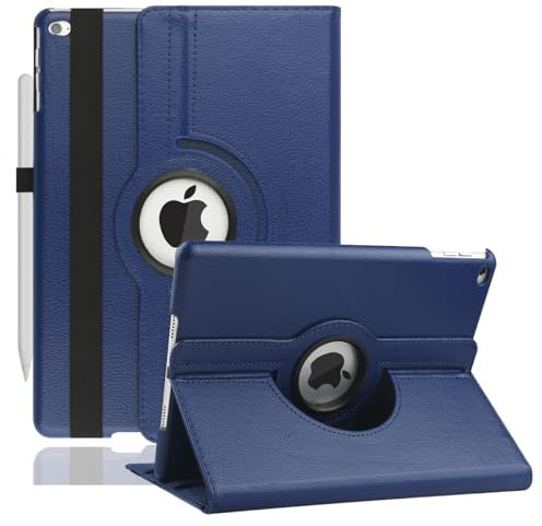 Case for iPad 9.7 2018 2017 / iPad Air 2 / iPad Air - 360 Degree Rotating Multi-Angle Viewing Stand, Auto Sleep/Wake (Navy Blue)