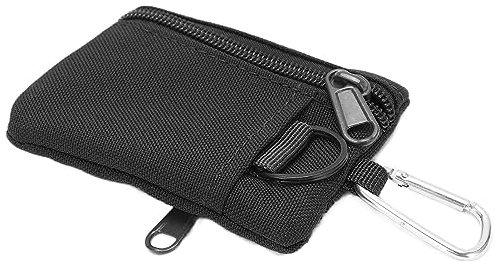 Mini pochette avec mousqueton, style tactique EDC Pochettes porte-monnaie pour l'extérieur, voyage, randonnée, noir