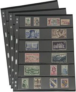 PCCB MINGT 10 Stück Standard 9-Loch Schwarze Doppelseitige Album-Innenseiten Briefmarken- und Banknotensammlungs-Album-Einlagen für Münzsammeln und Zubehör (6 Taschen)