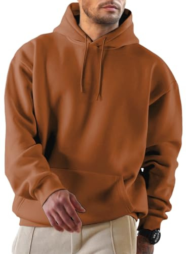 JMIERR Sweat à Capuche en Coton pour Homme avec Poches à Manches Longues avec Cordon de Serrage