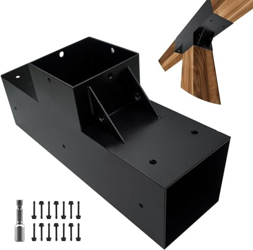 DEVALLEY Pergola-Halterungs-Set, 3-Wege-T-Form, Holzhalterungen mit Schrauben für 4 x 4 (tatsächlich: 8,9 x 8,9 cm), Holzbalken für Terrasse, Pergola, Blockhütte, Pavillon mit Hardware (1 Stück)