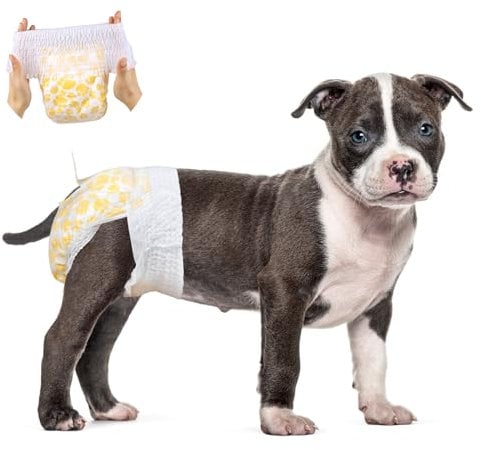 15 Stück M Anziehbare Einweg-Hundewindeln für Hündinnen - Rüdenwindeln mit dehnbarem Bund Passend für Taille 30-50 cm Medium