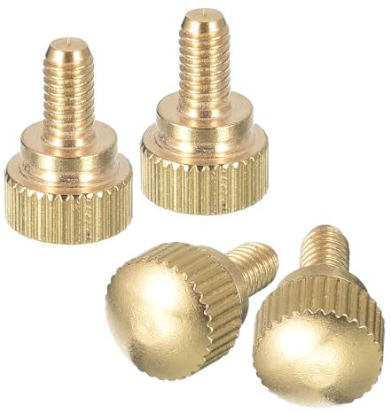 sourcing map Rändelschrauben, M4 x 8 mm, 4 Stück Messing-Rändelschrauben mit Schultergriffknöpfen, Messington