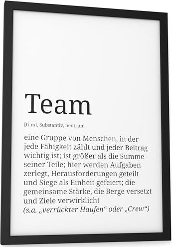 Papierschmiede® Definition: Team, DIN A4 (21x30 cm), Bild Geschenke für Kollegen, Poster für Büro Deko Geschenke für Mitarbeiter zu Beförderung, Jubiläum, Abschied oder Weihnachten, ohne Rahmen