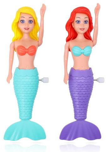 2 Pack Badespielzeug für Kleinkinder Kinder Mädchen - Meerjungfrau Prinzessin Wind-Up Schwanz Klappe schwimmende Wasser Badewanne Spielzeug, Schwimmbad Badezeit Spaß, Meerjungfrau Badespielzeug (C)