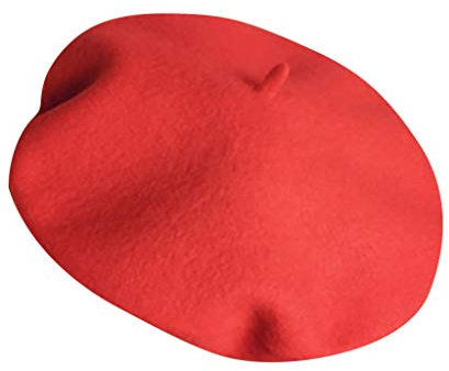 Baskenmütze Mädchen Französische Mütze Wintermütze Barett Mütze Franzosen Mütze Klassishe BaskenMütze Beret BarrettMütze Künstler Mütze Mädchen klassisch für Frühling Herbst Winter (Red, One Size)
