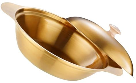 Alipis Wok Inoxidable Con Tapa y Mango Para Cocinar y Hot Pot Resistente Altas