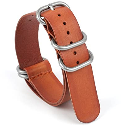 MENGKE Nato-Armband aus echtem Leder, 20 mm, 22 mm, Dunkelbraun, Zulu-Uhrenzubehör, Uhrenzubehör, 22 mm, Achat
