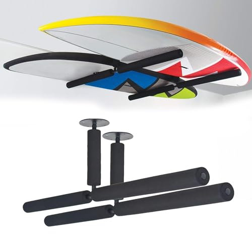 HUGDSB T-Bar Surfbrett-Wandhalterung, Surf-Aufbewahrung mit gepolsterten Armen, Wandhaken for Aufhängen for drinnen und draußen for 2 Surfbretter oder SUP-Paddle-Boards