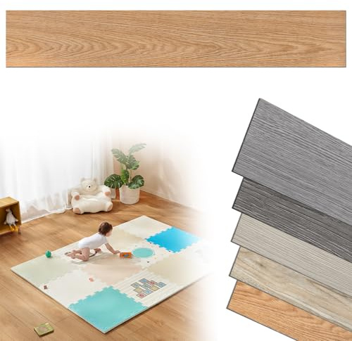 UISEBRT PVC Bodenbelag Vinylboden Selbstklebend Fliesen Bodenfliesen Küche Klickfliesen Holz-Effekt Fußbodenbelag PVC-Platten für Küche Balkon Schlafzimmer - 18pcs für ca. 2,5 m² - Warm Oak