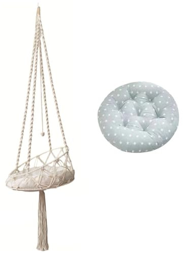 Baobiutin Cat Hammock, Boho Macrame Cat Swing Bed, 51'' Long, 15.8'' Cushion, Cotton Rope Construction, 40 x 40 x 10 cm (L x W x H), For Cats, Indoor Use