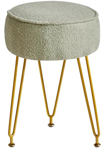 IBUYKE Runde Fußstütze Hocker Ottoman, Make-up Eitelkeits Beistelltisch, Ankleidetisch Sitz, Pouf Couch Hocker, für Wohnzimmer Schlafzimmer, Hellgrün WBD009D