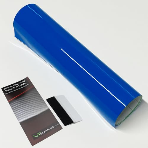Gloss Car Vinyl Wrap [Self Adhesive Air Release Film] with Squeegee Tool - Outdoor Rated for Car Automotive Use (Dark Blue, 30 x 152cm)