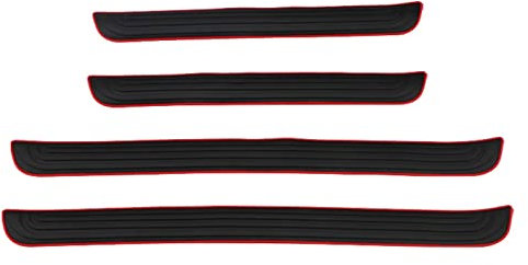 Strips Hooks 4pcs Front/Rear Car Door Sill Plate Protectors Universal Door Entry Guards Sill Scuff Cover Panel Step Protector Rubber Welcome Pedal Protector Cover (Black, One Size)