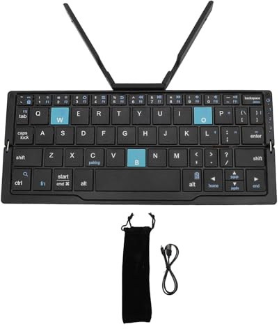 Kompakte Klapptastatur, Tragbare BT-Tastatur, Wiederaufladbare Klapptastatur für Android-Tablet-Telefon-Laptop (Schwarzgrau)